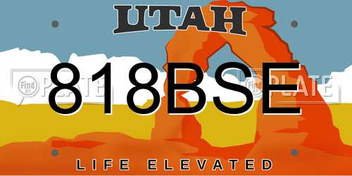818BSE Utah License Plate
