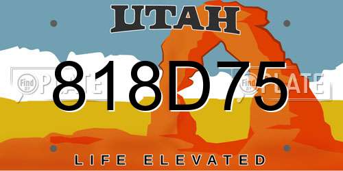 818D75 Utah License Plate