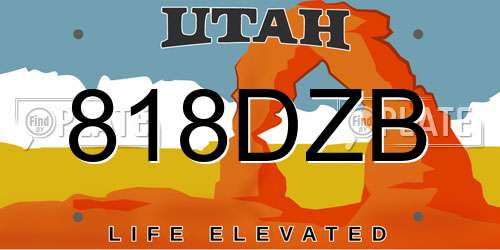 818DZB Utah License Plate