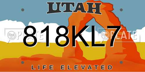 818KL7 Utah License Plate