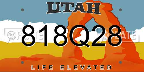 818Q28 Utah License Plate