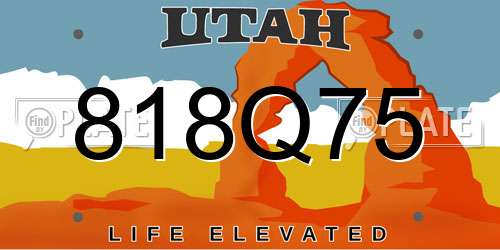 818Q75 Utah License Plate