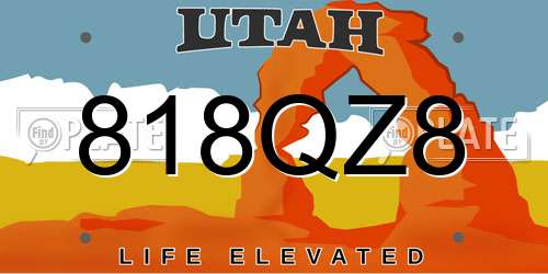 818QZ8 Utah License Plate