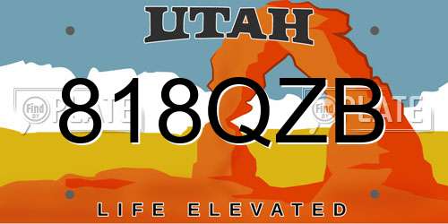 818QZB Utah License Plate