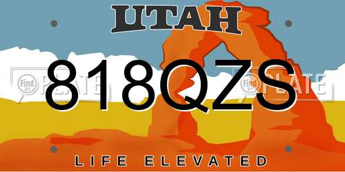 818QZS Utah License Plate