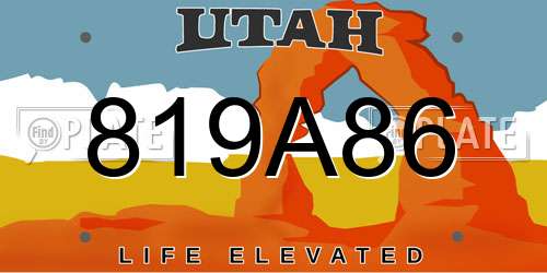 819A86 Utah License Plate