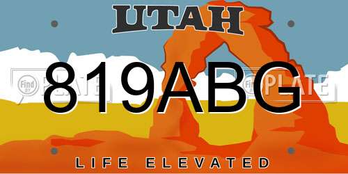 819ABG Utah License Plate