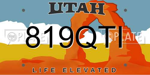 819QTI Utah License Plate