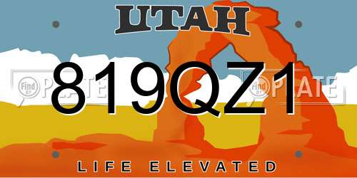 819QZ1 Utah License Plate