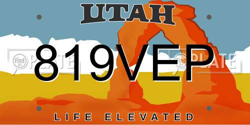819VEP Utah License Plate