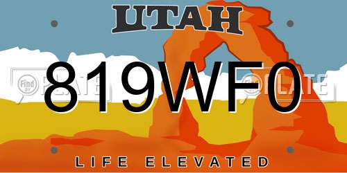 819WF0 Utah License Plate