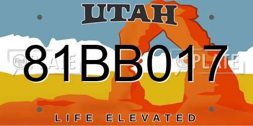 81BB017 Utah License Plate