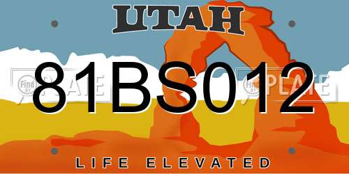81BS012 Utah License Plate