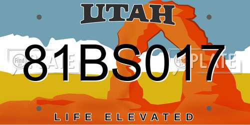 81BS017 Utah License Plate