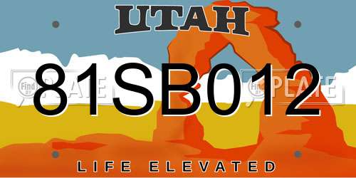 81SB012 Utah License Plate