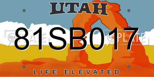 81SB017 Utah License Plate
