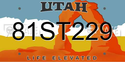 81ST229 Utah License Plate