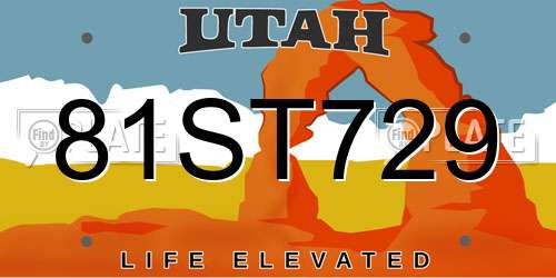 81ST729 Utah License Plate
