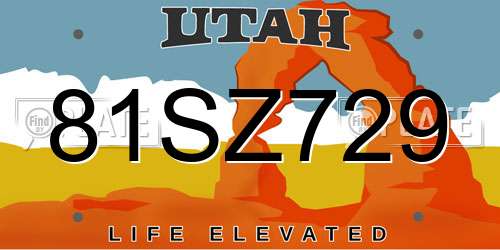 81SZ729 Utah License Plate