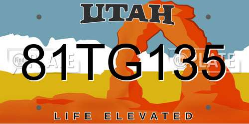 81TG135 Utah License Plate
