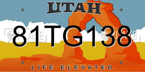 81TG138 Utah License Plate