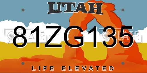 81ZG135 Utah License Plate