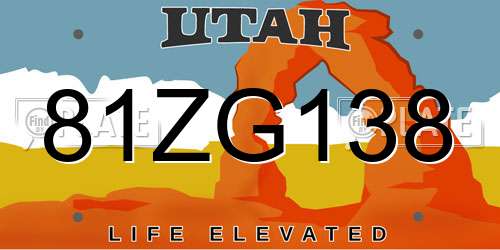 81ZG138 Utah License Plate