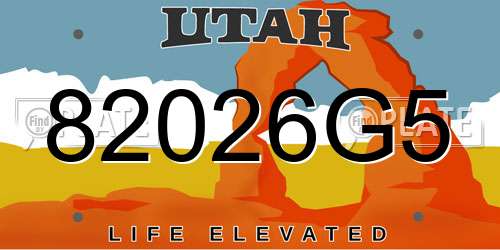 82026G5 Utah License Plate