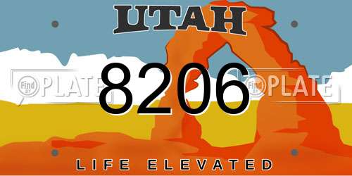 8206 Utah License Plate