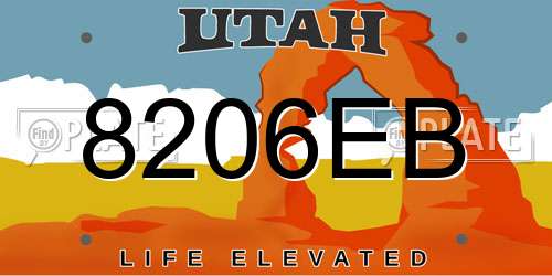 8206EB Utah License Plate