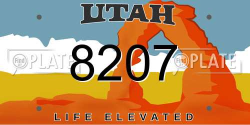 8207 Utah License Plate