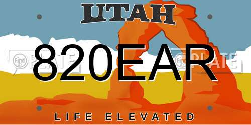 820EAR Utah License Plate