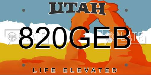 820GEB Utah License Plate