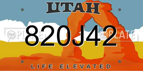 820J42 Utah License Plate
