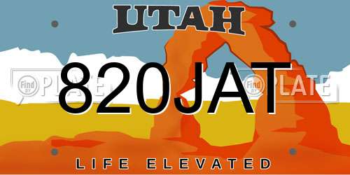 820JAT Utah License Plate
