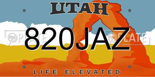 820JAZ Utah License Plate