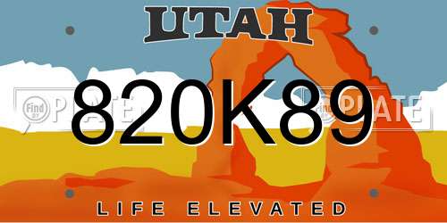 820K89 Utah License Plate