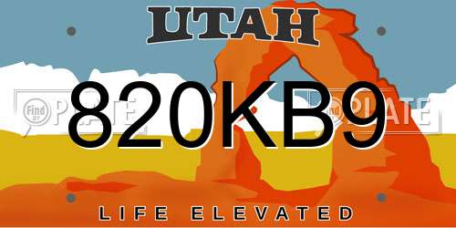 820KB9 Utah License Plate