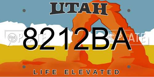 8212BA Utah License Plate