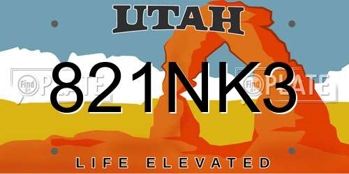 821NK3 Utah License Plate