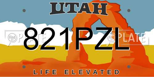 821PZL Utah License Plate
