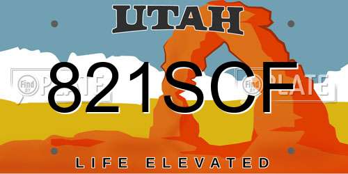 821SCF Utah License Plate