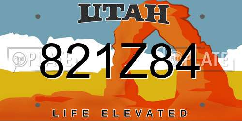 821Z84 Utah License Plate
