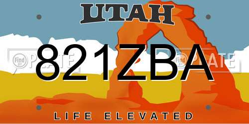 821ZBA Utah License Plate