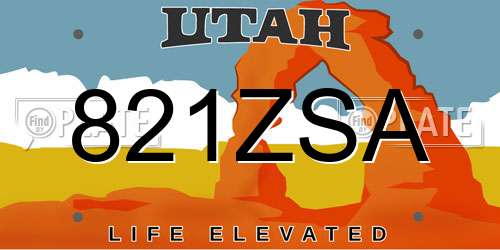 821ZSA Utah License Plate
