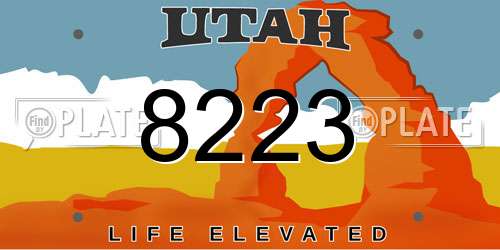 8223 Utah License Plate