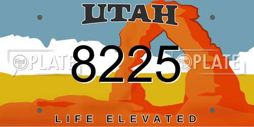 8225 Utah License Plate