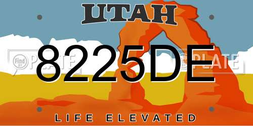 8225DE Utah License Plate