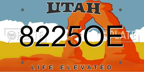 8225OE Utah License Plate