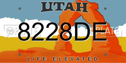 8228DE Utah License Plate